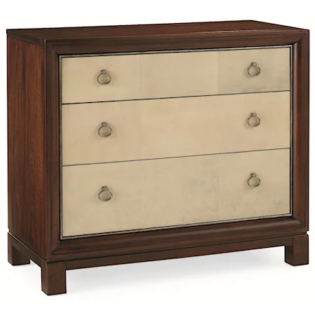 "Glam-More" & "Much to My Shagreen" Nightstand with 3 Drawers and 3-Plug Electrical Outlet